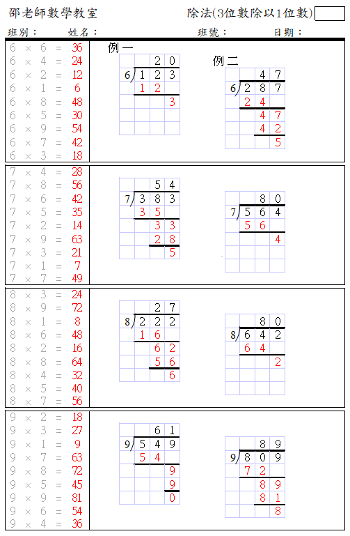 三位數除以一位數(引導版)